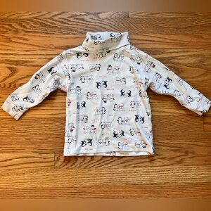 Vintage Baby Christmas Penguin Print Turtleneck Top Sz 12-18 Mos
